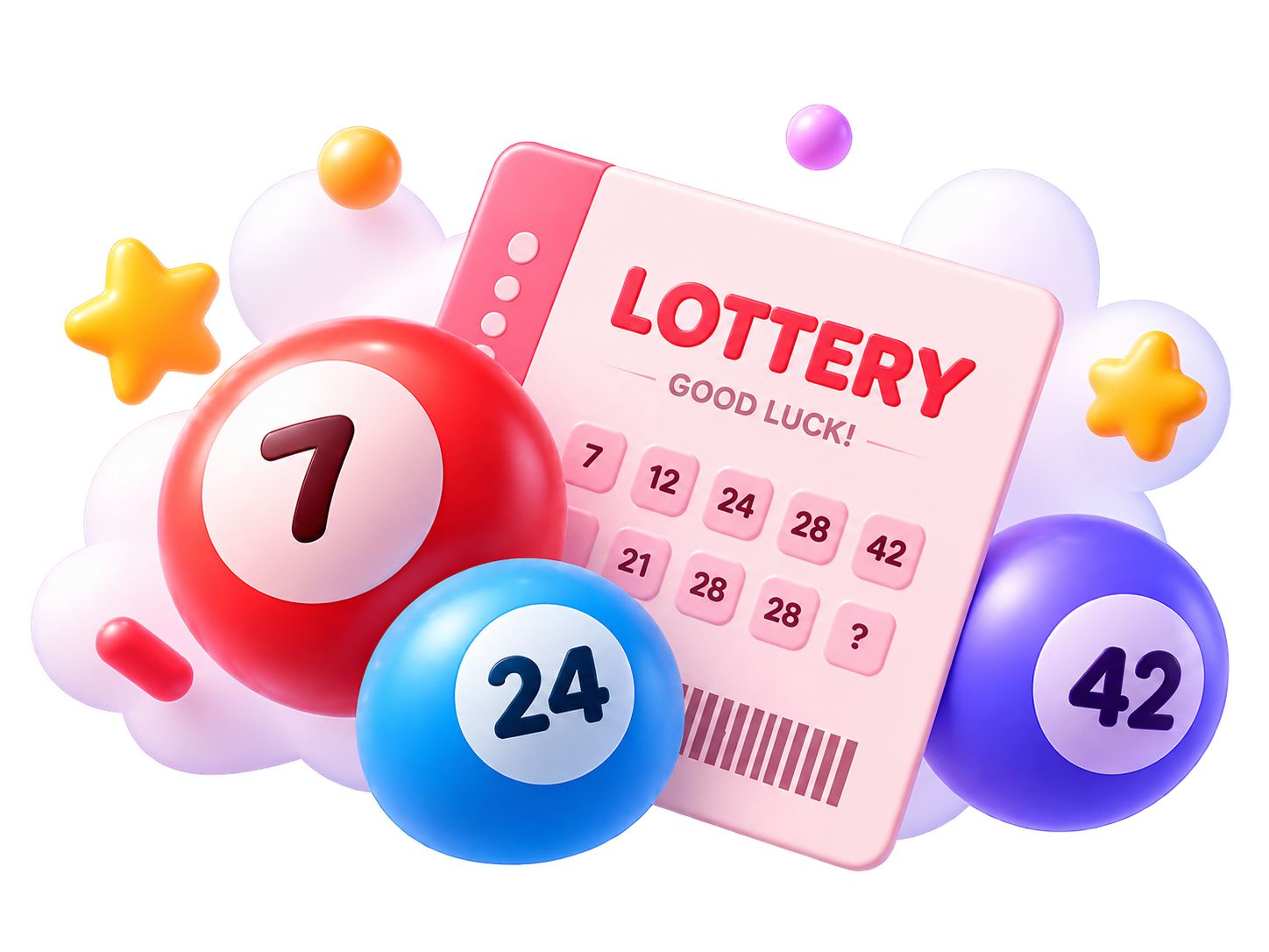 Lottery ticket with lucky balls